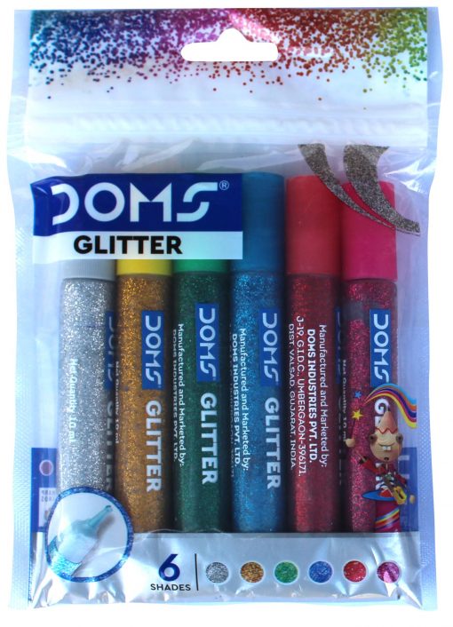 Glitter Glue 10 ml, vibrant colours, 6 shades